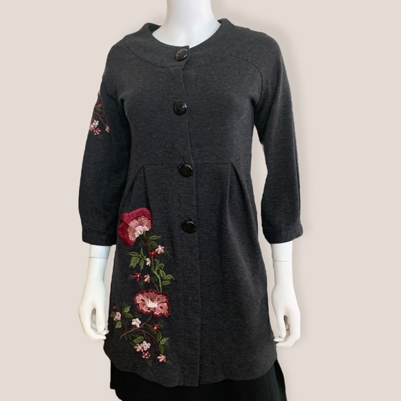 Caite Jackets & Blazers - CLEARANCE Caite Grey Mini Floral Jacket Size Medium